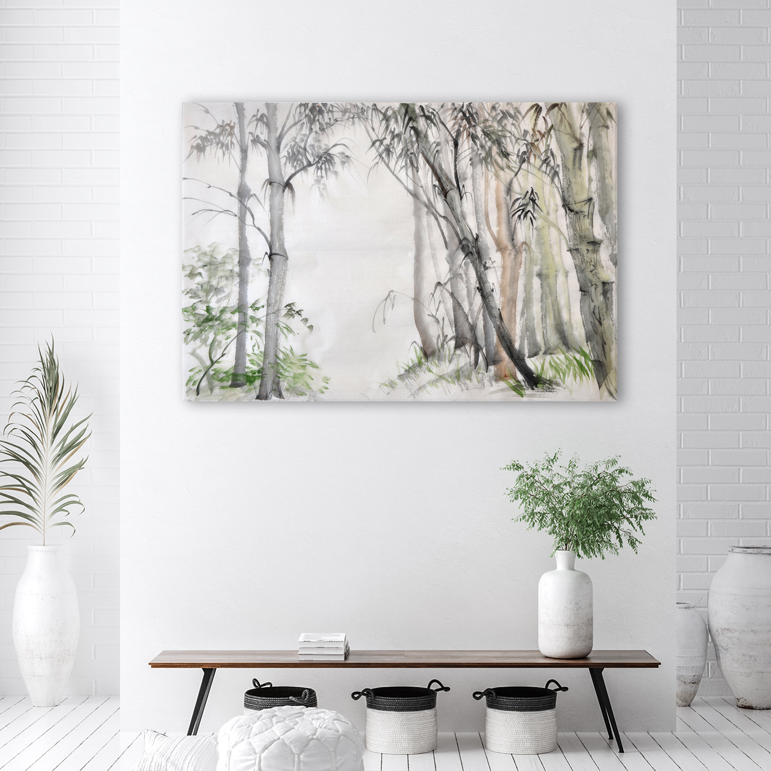 Mock up poster on table in room - 3D render, 3D illustration
