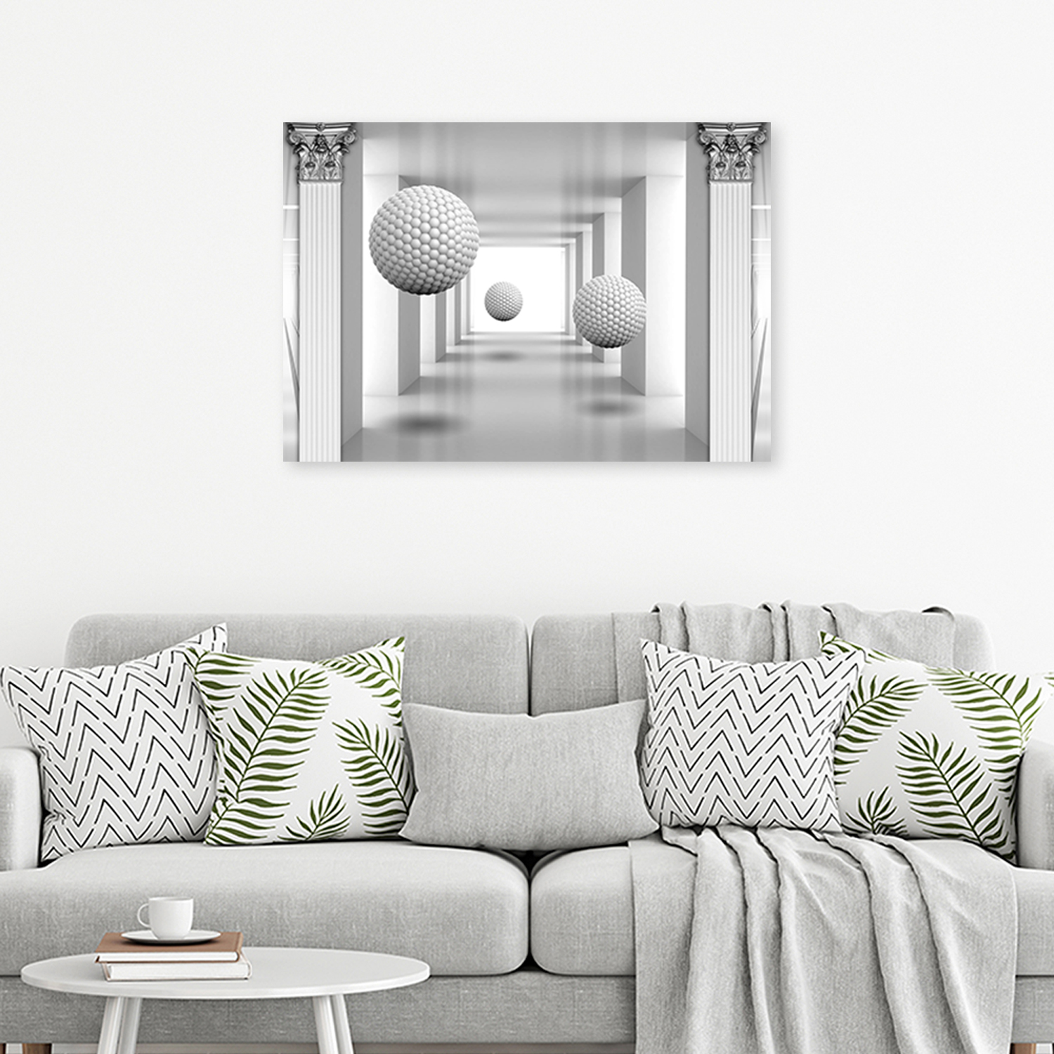 Mock up poster on table in room - 3D render, 3D illustration