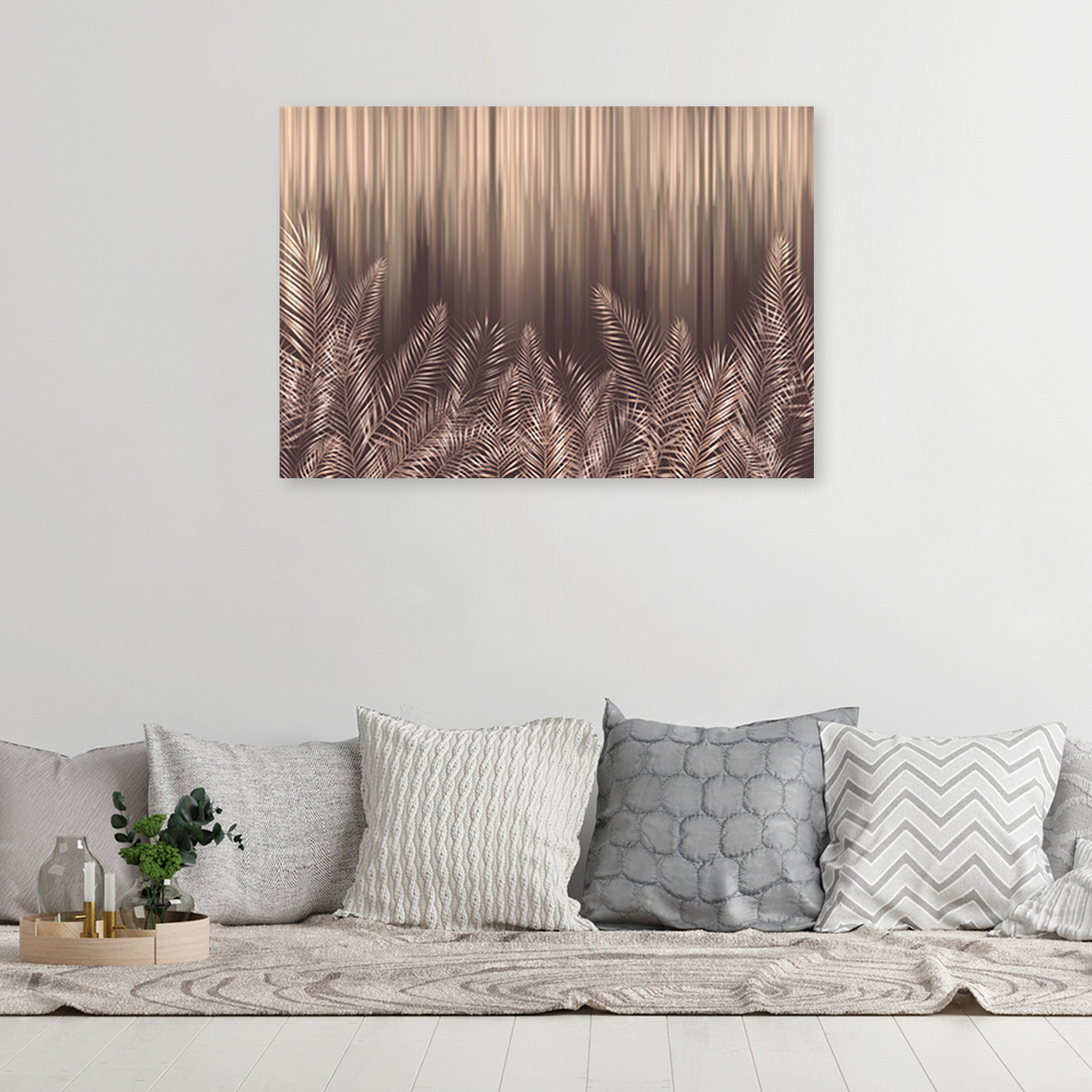 Mock up poster on table in room - 3D render, 3D illustration