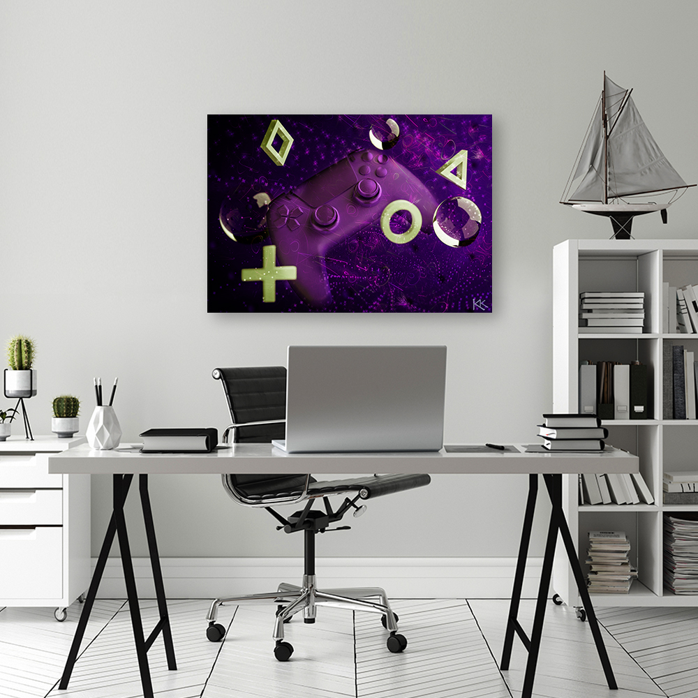 Mock up poster on table in room - 3D render, 3D illustration