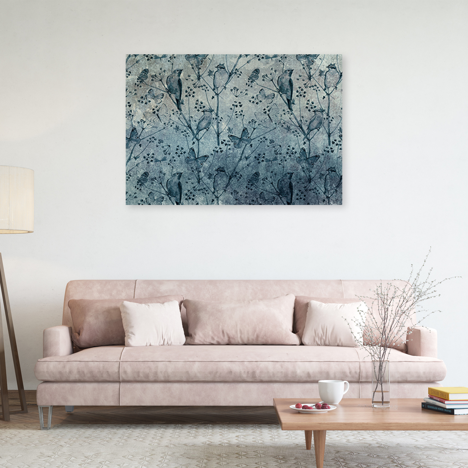 Mock up poster on table in room - 3D render, 3D illustration