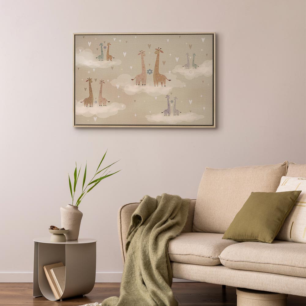 Mock-up poster frame in bedroom, Scandinavian style, 3d render