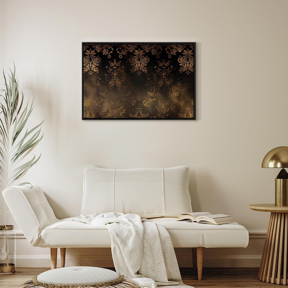 Navy blue bedroom with art