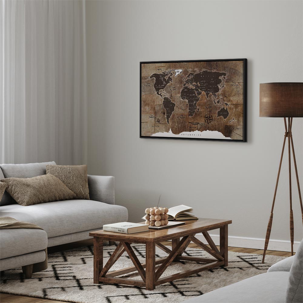 Mockup frame in farmhouse living room interior, 3d render